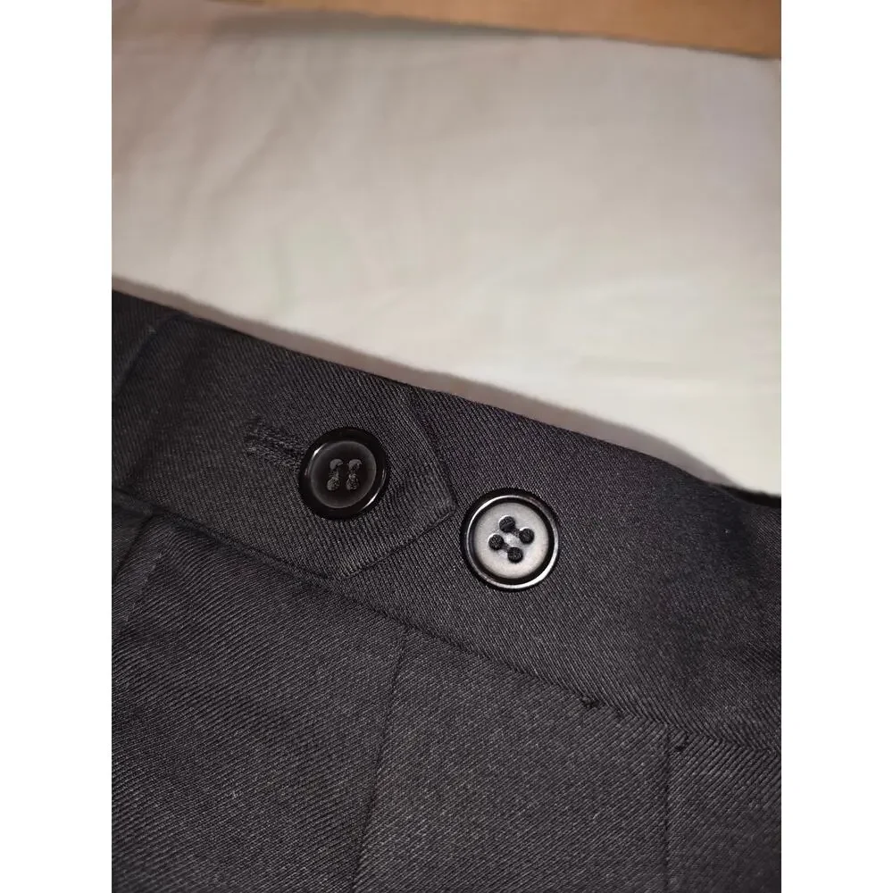 Vintage Y2K Mens Black Pleated Tuxedo Pants Satin Stripe Adjustable Waist 30x29